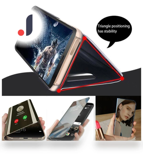 Smart Leather Flip Mirror Case with Clear View — Flip Cases, Shredded cabbage
