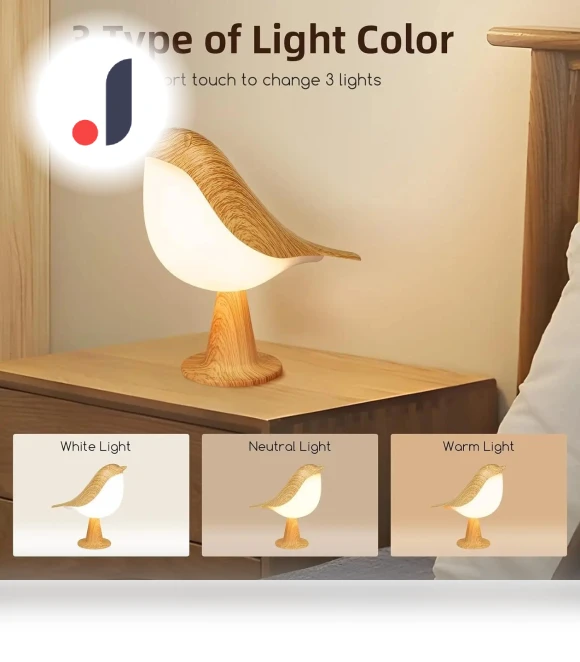 Wooden Bird Night Light — Desk & Table Lighting, Cosy Homes
