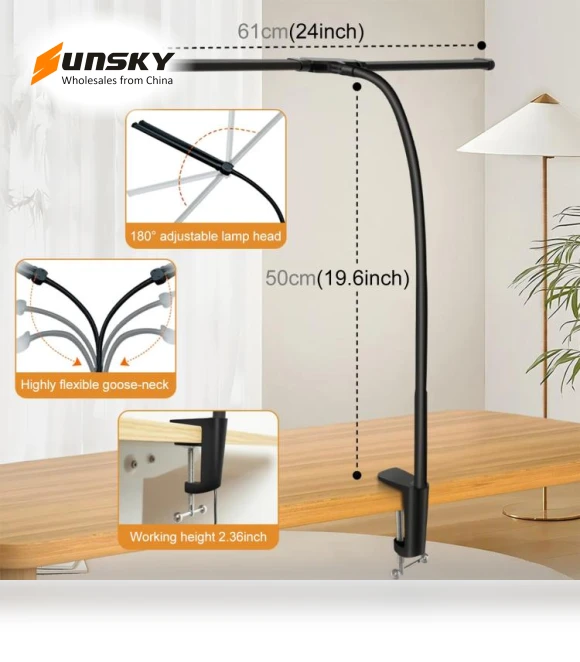 Gooseneck Tube LED Fill Light Double Head Clip Desk Lamp — Book Lights, PULUZ