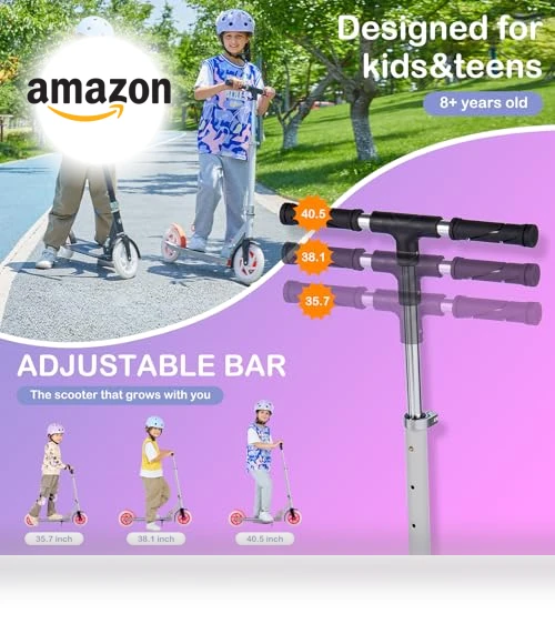 Foldable Kick Scooter with Light Wheels — Push Scooters, Rahmory