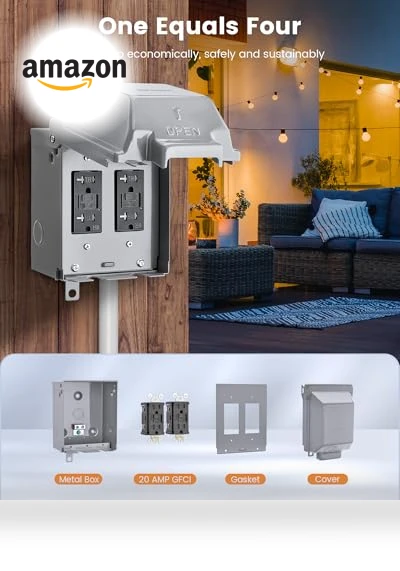 Outdoor Electrical Box Waterproof with Dual 20 AMP WRTR GFCI Receptacles — Inlet Boxes, SURAIELEC