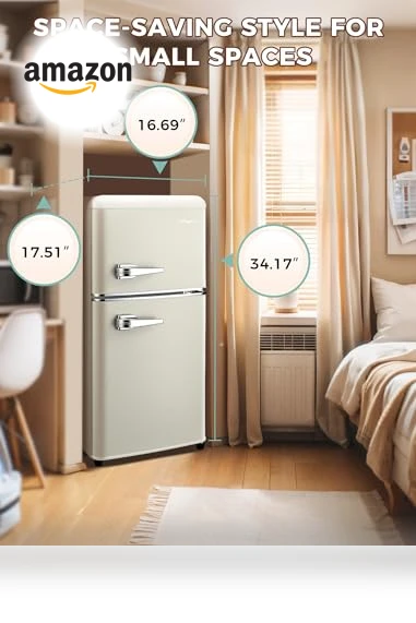 Retro Double Door Refrigerator with Freezer — Mini Fridges, Anypro