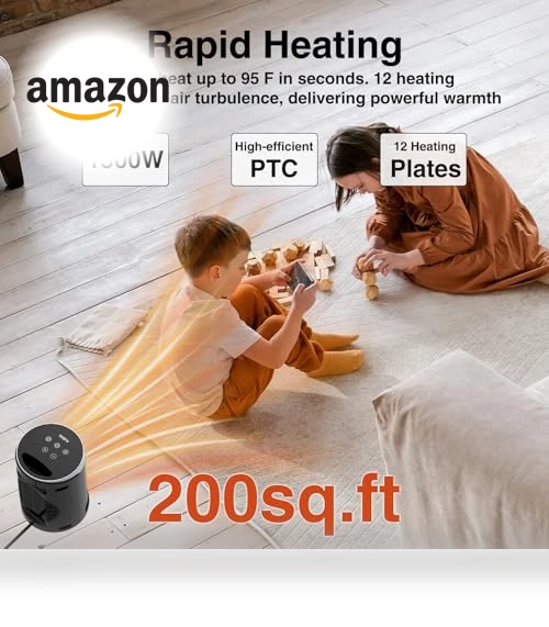 Small Portable Electric Heater with Thermostat and Remote — Portable Heating Solutions, AUBKN