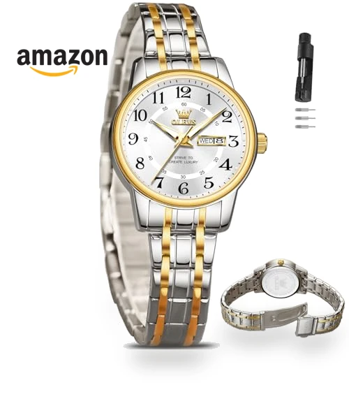 Two Tone Women's Watch with Date — Women's Wrist Watches, OLEVS