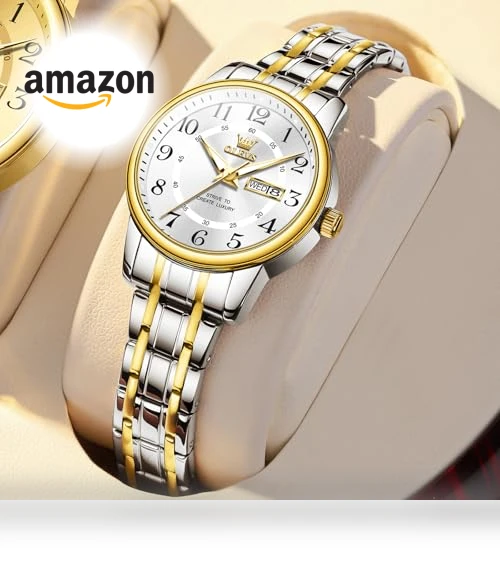 Two Tone Women's Watch with Date — Women's Wrist Watches, OLEVS