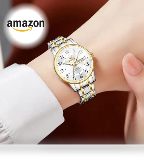 Two Tone Women's Watch with Date — Women's Wrist Watches, OLEVS