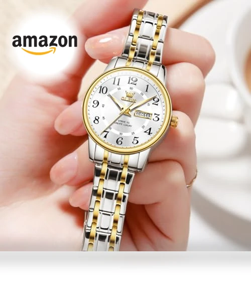 Two Tone Women's Watch with Date — Women's Wrist Watches, OLEVS