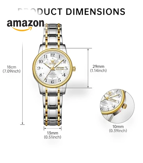 Two Tone Women's Watch with Date — Women's Wrist Watches, OLEVS