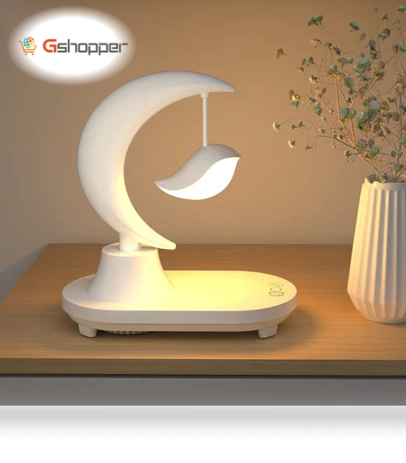 Moon Shape Bluetooth Speaker Night Light LED Table Lamp — Desk & Table Lighting