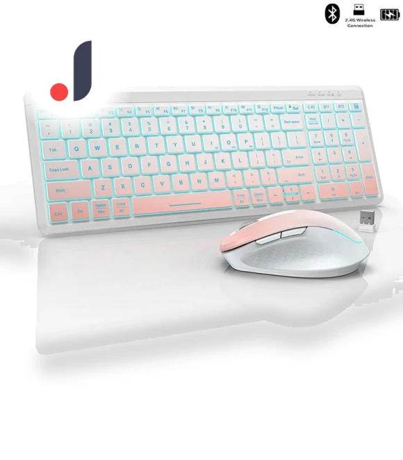 Silent Wireless Keyboard and Mouse with RGB Backlight — Keyboards, SeenDa