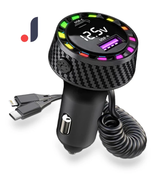 Smart Car Charger with LED Display and RGB Lighting — Chargers, NyPhoenix Auto