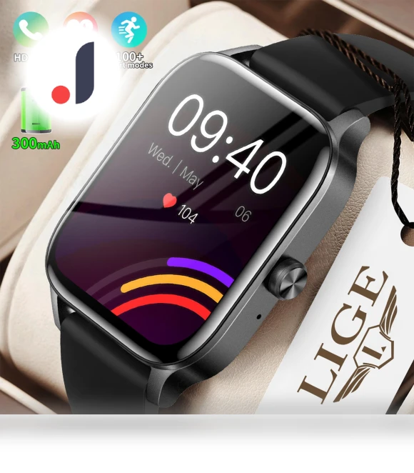 Smart Watch with Bluetooth Call, Blood Pressure, Heart Rate Monitoring — Smartwatches, LIGE