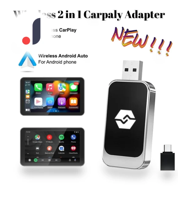 Wireless CarPlay 2 in 1 Android Auto Apple CarPlay Adapter Mini AI Box — Car Accessories & Gadgets, World Auto Parts