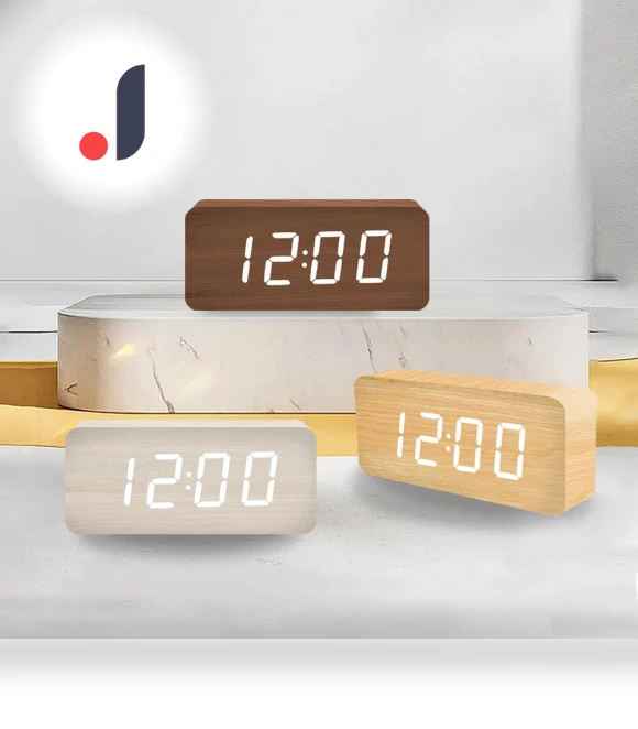 Wooden Digital Clock with LED Night Light — Clocks