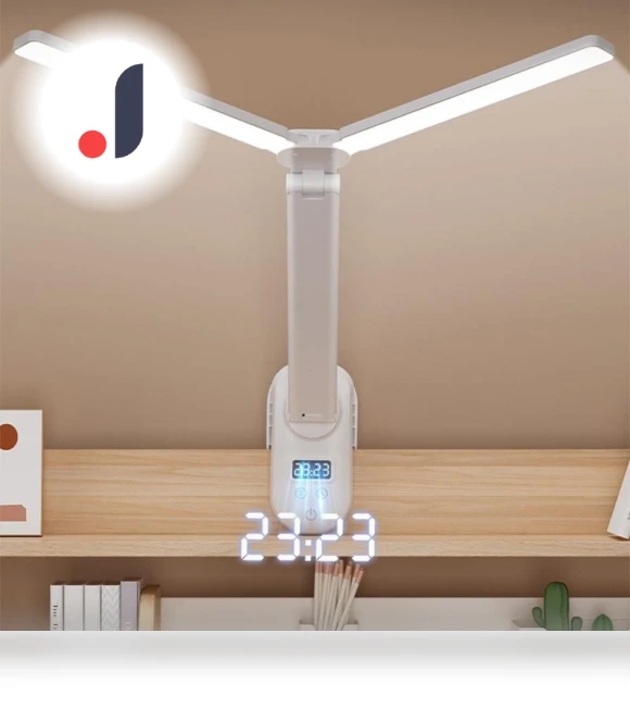 Dual Head LED Desk Lamp with Clamp and Touch Control — Study & Desk Lighting, Elegant Living House