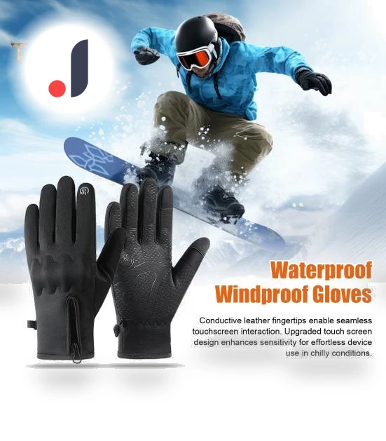 Winter Windproof Gloves with Touchscreen Fingers and Velvet Lining — Gloves, ANBS