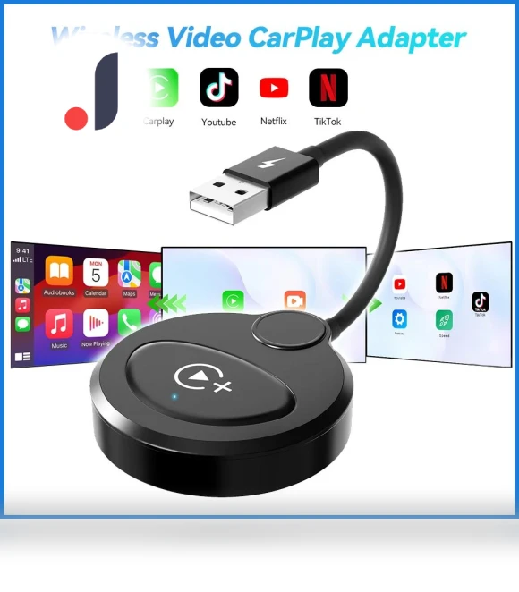 Wireless CarPlay Adapter with Youtube Netflix TikTok — Car Accessories & Gadgets, A Surname Home