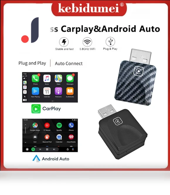 Wireless CarPlay & Android Auto 2in1 Adapter — Phone Accessories, Auto Launcher