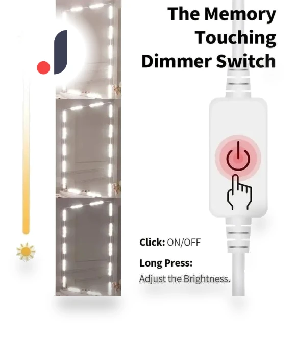 42 LED Touch Light Vanity Mirror with Adjustable Brightness — Handheld, Build My Home