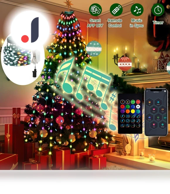 Christmas Tree Star Lights RGB LED String Lights — String Lights, Rainbow Rain