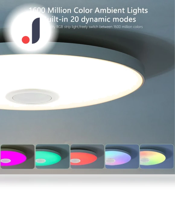 Smart Bluetooth LED Round Ceiling Light — Overhead Lighting, Rainbow Rain