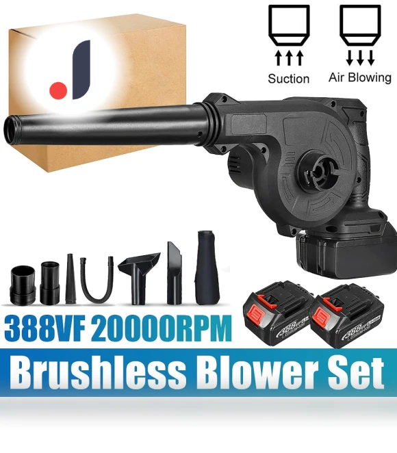 1600W 2-in-1 Brushless Wireless Electric Blower for Vacuum Cleaning and Leaf Suction with Dust Collector for Makita 18V... — Leaf Blowers & Vacuums, Toool-Home
