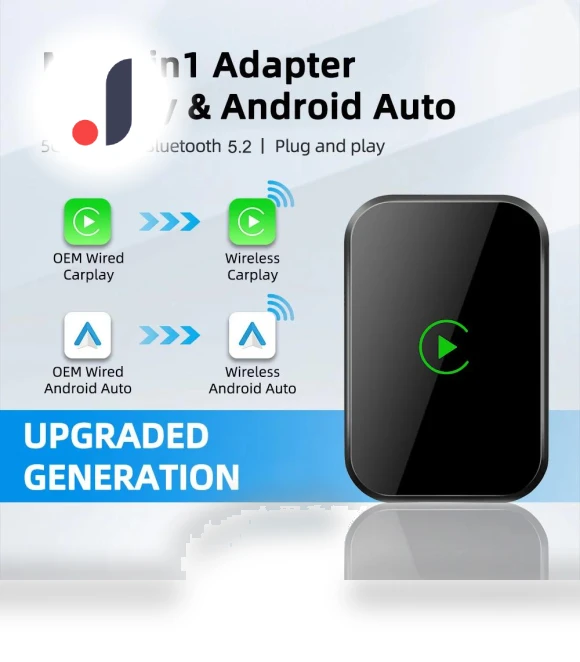 Mini 2-in-1 Wired Wireless Carplay Android Auto Adapter — Stereo Receivers, icreative