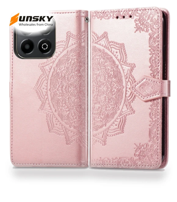Mandala Flower Embossed Leather Phone Case — Phone Accessories, Honor