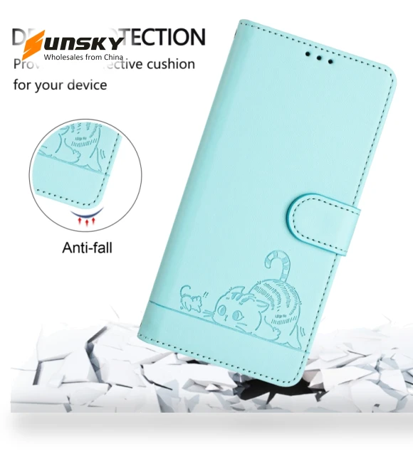 Cat Rat Embossed Pattern RFID Leather Phone Case with Lanyard for Infinix Hot 50i 5G / Smart 9 4G — Phone Accessories, Infinix
