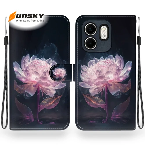 Crystal Texture Colored Drawing Leather Phone Case for Infinix Hot 50i/Smart 9 — Mobile Devices & Accessories, Infinix