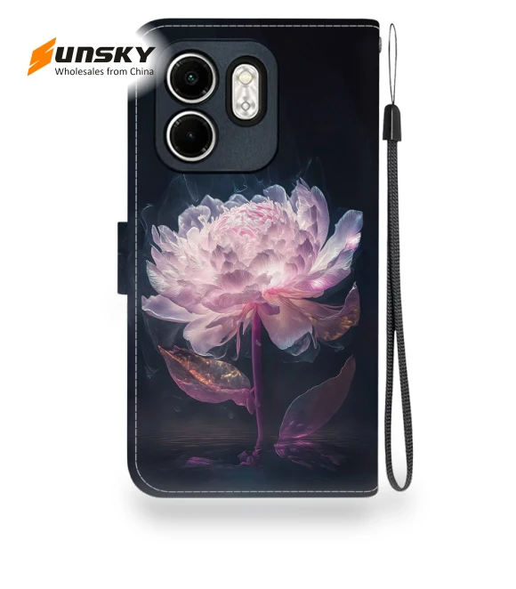 Crystal Texture Colored Drawing Leather Phone Case for Infinix Hot 50i/Smart 9 — Mobile Devices & Accessories, Infinix