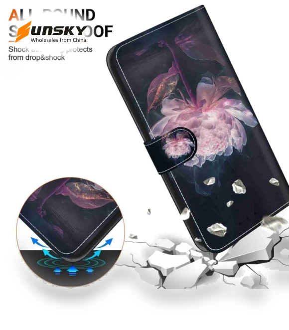 Crystal Texture Colored Drawing Leather Phone Case for Infinix Hot 50i/Smart 9 — Mobile Devices & Accessories, Infinix