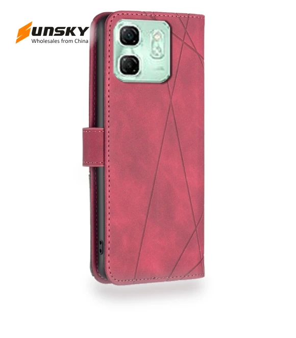 Magnetic Buckle Rhombus Texture Leather Phone Case for Infinix Smart 9 / Hot 50i — Bumpers, Infinix
