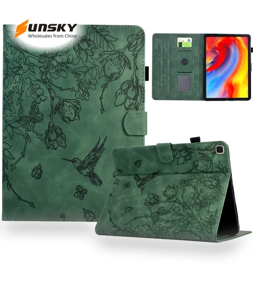 Flowers and Bird Embossed Smart Leather Tablet Case for iPad 10.2 2021 / 10.5 2019 — Protective Cases