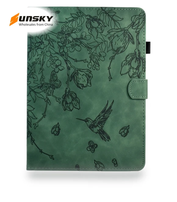 Flowers and Bird Embossed Smart Leather Tablet Case for iPad 10.2 2021 / 10.5 2019 — Protective Cases