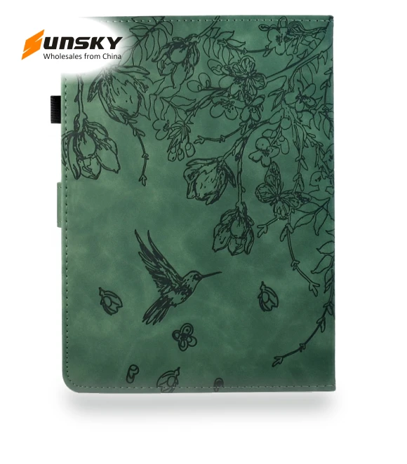 Flowers and Bird Embossed Smart Leather Tablet Case for iPad 10.2 2021 / 10.5 2019 — Protective Cases