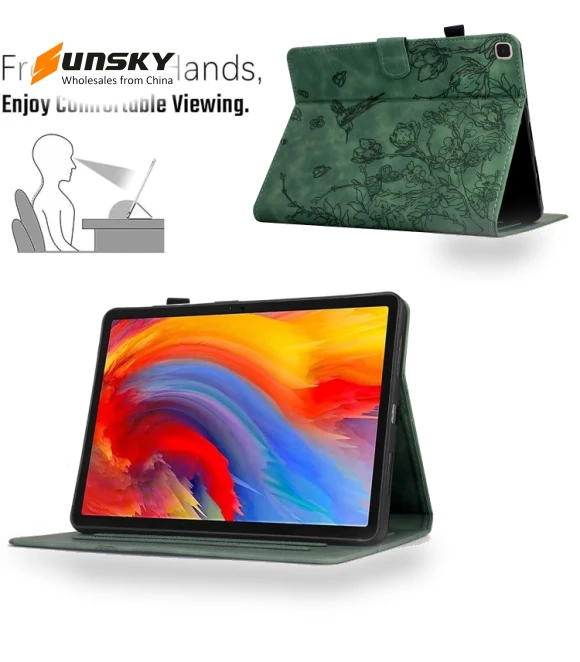 Flowers and Bird Embossed Smart Leather Tablet Case for iPad 10.2 2021 / 10.5 2019 — Protective Cases