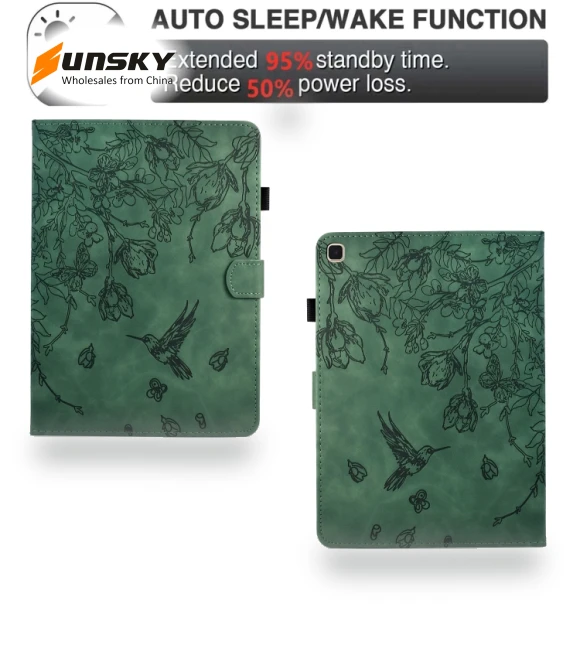 Flowers and Bird Embossed Smart Leather Tablet Case for iPad 10.2 2021 / 10.5 2019 — Protective Cases