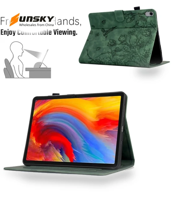 Flowers and Bird Embossed Smart Leather Tablet Case for iPad 10th Gen 10.9 2022 — Keyboard Cases