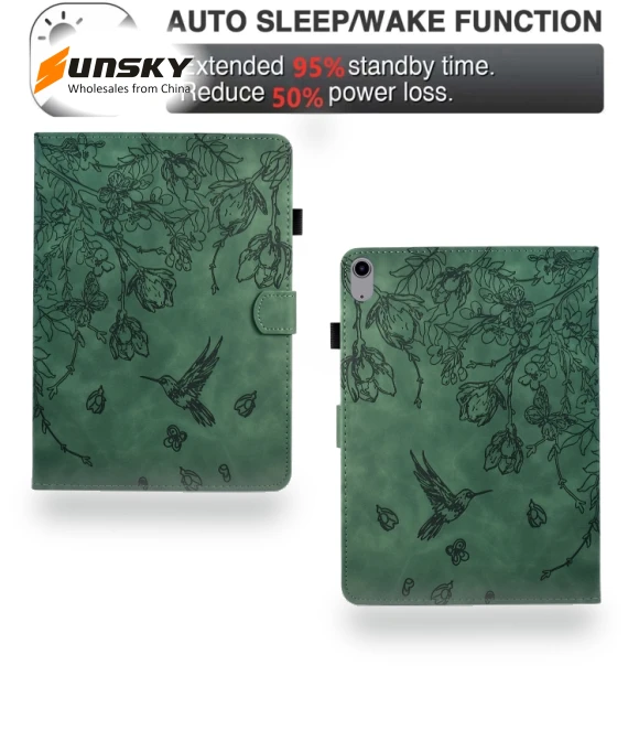 Flowers and Bird Embossed Smart Leather Tablet Case for iPad 10th Gen 10.9 2022 — Keyboard Cases