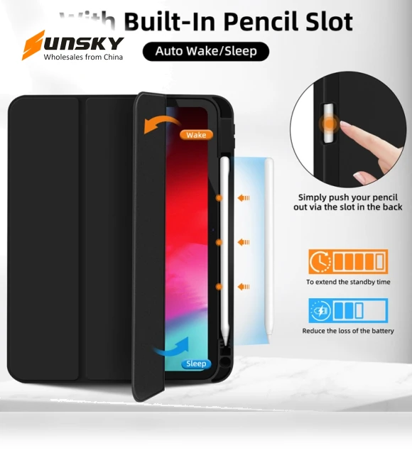 3-fold TPU Smart Leather Tablet Case with Pen Slot for iPad 10th Gen 10.9 2022 — Keyboard Cases