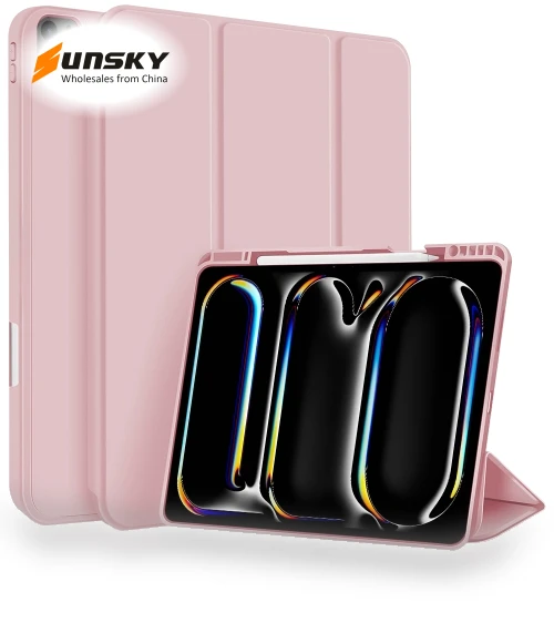 3-fold TPU Smart Leather Tablet Case for iPad Pro 13 2024 with Pen Slot — Keyboard Cases