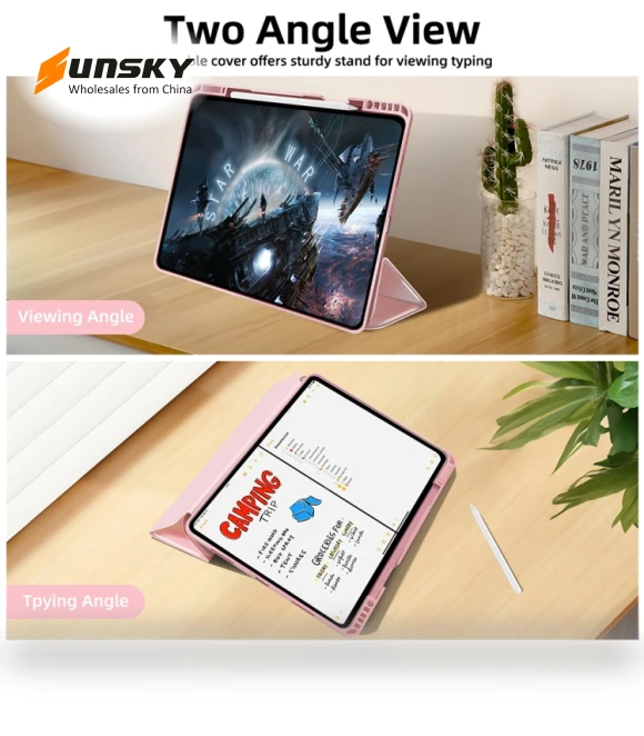 3-fold TPU Smart Leather Tablet Case for iPad Pro 13 2024 with Pen Slot — Keyboard Cases