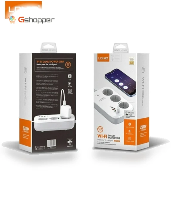 Smart WiFi Power Strip Extension Cable with 3 EU Plug and 4 USB Ports — Power Solutions & Surge Protection, LDNIO