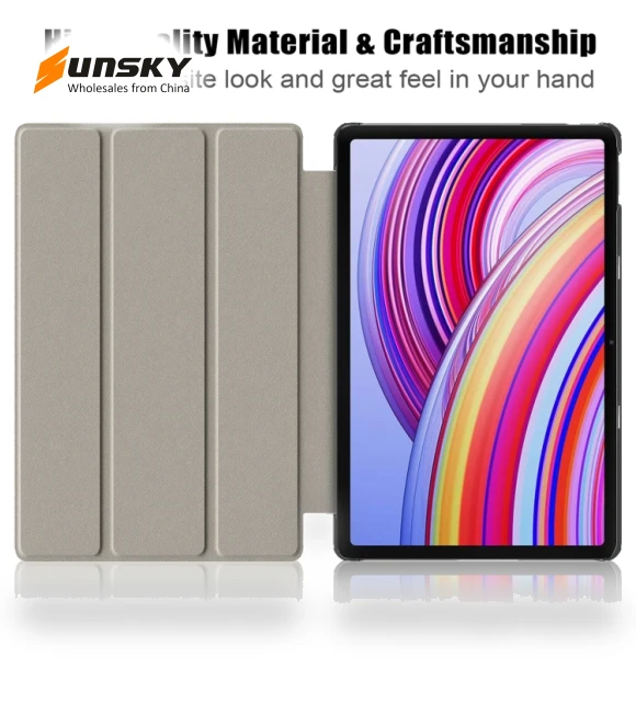 3-Fold Stand Leather Smart Tablet Case for Xiaomi Redmi Pad Pro 12.1 — Keyboard Cases, Xiaomi