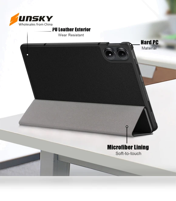 3-Fold Stand Leather Smart Tablet Case for Xiaomi Redmi Pad Pro 12.1 — Keyboard Cases, Xiaomi