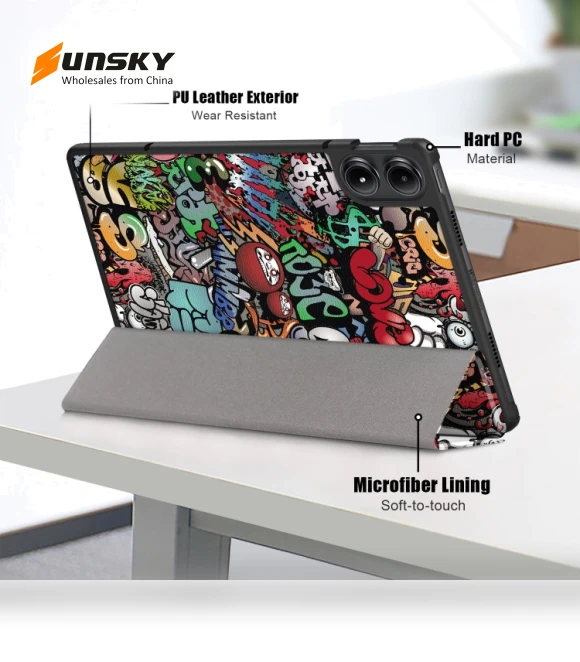 3-Fold Stand Leather Smart Tablet Case for Xiaomi Redmi Pad Pro 12.1 — Keyboard Cases, Xiaomi