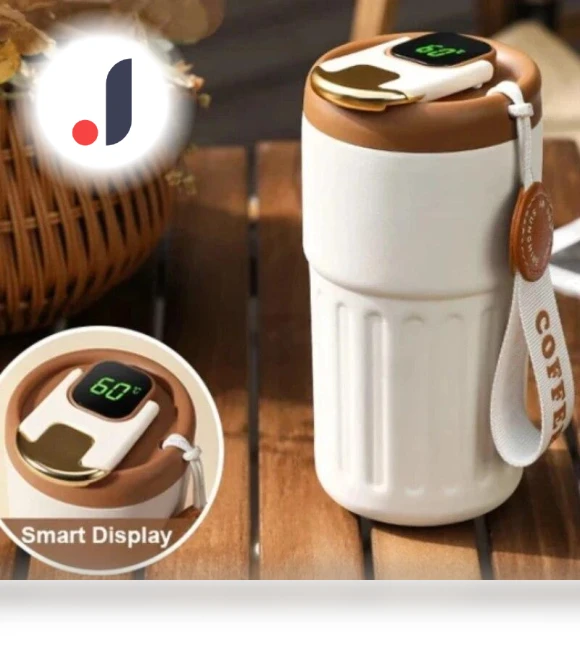 Elegant Insulated Mug with LED Display — Beverage Warmers