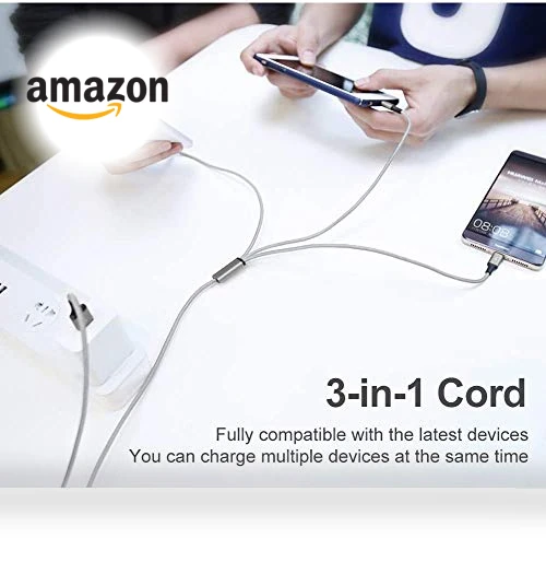 Multi USB Charging Cable 3A, 3 in 1 Fast Charger Cord Connector — Chargers, TOPWIN