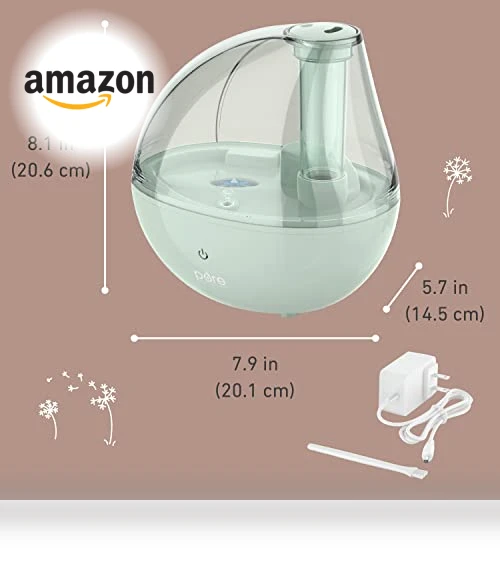 Ultrasonic Cool Mist Humidifier & Soft Glow Night Light — Air Moisturizers, Pure Enrichment